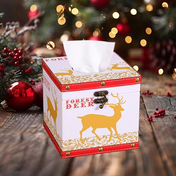 Ganfancp Navidad de Cuero de Madera Caja de Pañuelos Caja de Papel Inicio Restaurante Sala de Estar Mesa de Café de Escritorio Caja de Pañuelos de Almacenamiento Rebajas Flash Deals 1* Caja de Pañuel