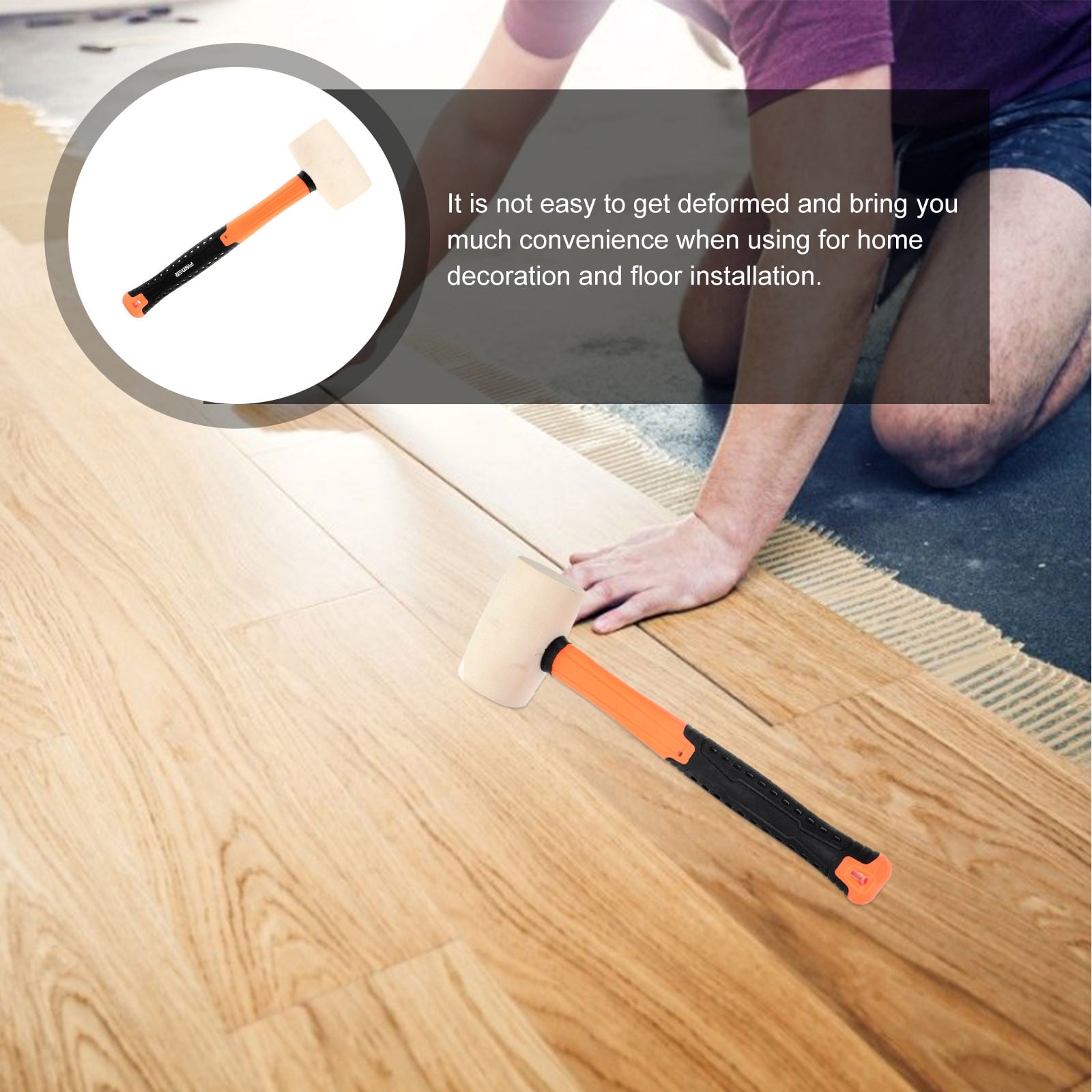 DEEPCRAFF Round Rubber Mallet 1Pc for Flooring, Home Improvement, Projects and General Use