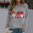 thumbnail image 2 of Chandail en Molleton d'Hiver pour Femmes Mi-Longueur Blouse Ample Chaude Col Rond Cardigan Pull Imprimé Noël Chandail à Capuchon Mode, 2 of 5