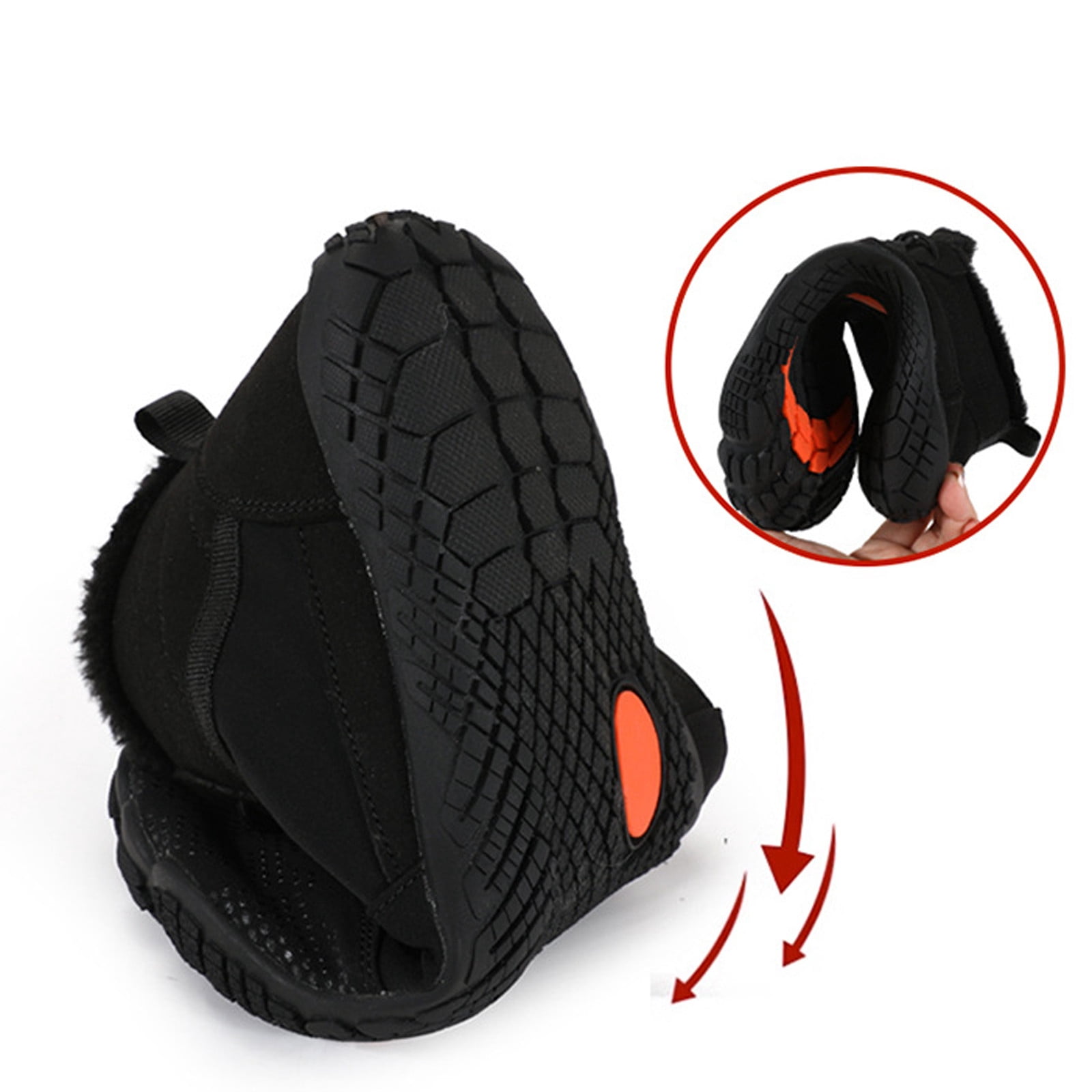 Sexlip Barefoot Shoes For Men Winter Warm Water Proof Suede Leather Hiking Boots Outdoor Trekking Comfortable Breathable Lightweight Shoes Black 41