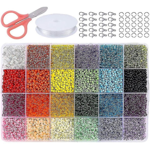 2MM 20000Pcs Cuentas de semilla de vidrio, Kit de cuentas pequeñas de 24 colores, cuentas de pulsera para fabricación de joyas Botao