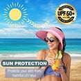 thumbnail image 2 of Straw Sun Summer&nbsp;Visor for Women, Female Wide Brim UPF 50+ UV Protection Topless Hat, Ladies Adjustable Roll UP Messy Bun Ponytail Cap, Foldable Packable Beach Travel Hat, Light Pink, 2 of 5
