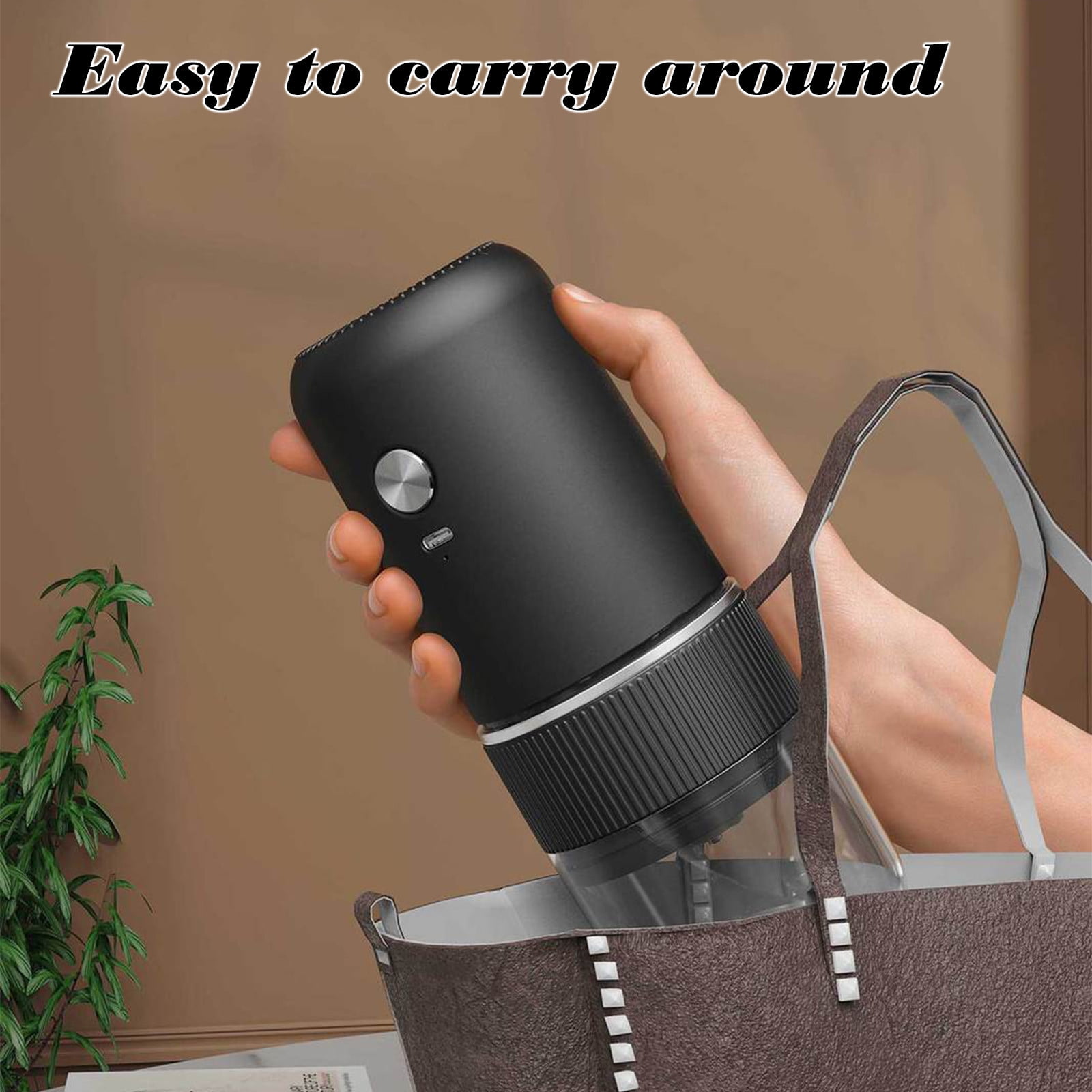Kuroiy Wireless Rechargeable Portable Coffee Grinder | Precision Adjustable Grind Size | Ceramic Burr Core | Compact Lightweight Design | USB Cable Included | White | 7.2x7.2x17.8cm