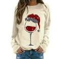 thumbnail image 1 of Kcodviy Chandail pour Femmes Joyeux Chandail Confortable Imprimé de Noël Col Rond Hauts Confortables Femmes Coupe Chandail à Enfiler Hauts Convenable Veste Active Femmes Manches Longues Chandails d'Entraînement Blouse Ample, 1 of 4