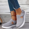 thumbnail image 2 of Women's Orthopedic Shoes Casual Breathable Mesh Flat Sneakers Round Toe Thick Heel Buckle Hook Loop Work Shoes Gray Size 9, 2 of 6