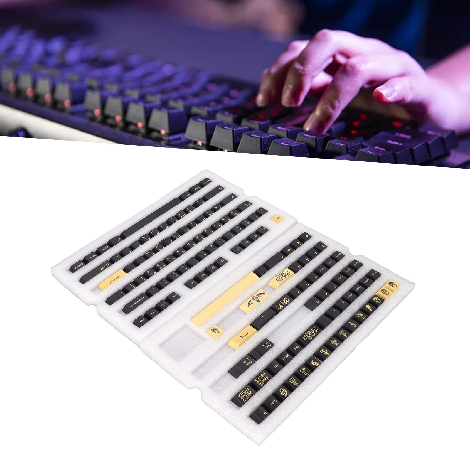 PBT Keycaps, Egyptian Totem Theme Cherry Height 132 Keys 5 Sided ...