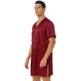 thumbnail image 4 of YEAHDOR Mens Satin Soft Nightgown Night Robes V Neck Short Sleeve Sleepwear Burgundy XXL, 4 of 7