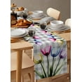 thumbnail image 3 of Hokiten Table Runners 72 Inches Long Dress Scarves, Colorful Tulip Farmhouse Kitchen/Dining Table Runner, Coffee Tablerunners, Farmhouse Elegant Flowers Gray Check 13x72 Inch, 3 of 7
