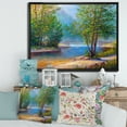 thumbnail image 2 of Designart 'Green Trees By The Bridge Over River' Traditional Framed Canvas Wall Art Print, 2 of 5