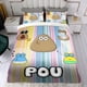thumbnail image 4 of Pou Conjunto de sábanas temático, trío de piezas, cómodo y amigable con la piel, diseño único, regalo de decoración para el hogar para familiares, amigos y fans,140cm *210cm, 4 of 6