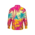 thumbnail image 4 of OHMZYZO Long Sleeve Button Down Shirts for Men Tropical Floral Print Hawaiian Shirt Casual Beach Vacation Blouse with Chest Pocket, 4 of 7