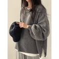 thumbnail image 4 of Women'S Long Sleeve Crewneck Jumper with Side Slit, Casual Soft Ribbed Knit Fall Winter Pullover Sweater, 4 of 7