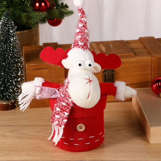 Caja de almacenamiento de Papá Noel con tarro de caramelos, contenedor para bombones, caja de regalo de Nochebuena, centro de mesa decorativo, decoración festiva, gran capacidad de