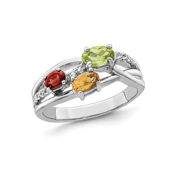 1.00 Carat (Ctw) Peridot, Garnet and Citrine Ring in Sterling Silver for Women
