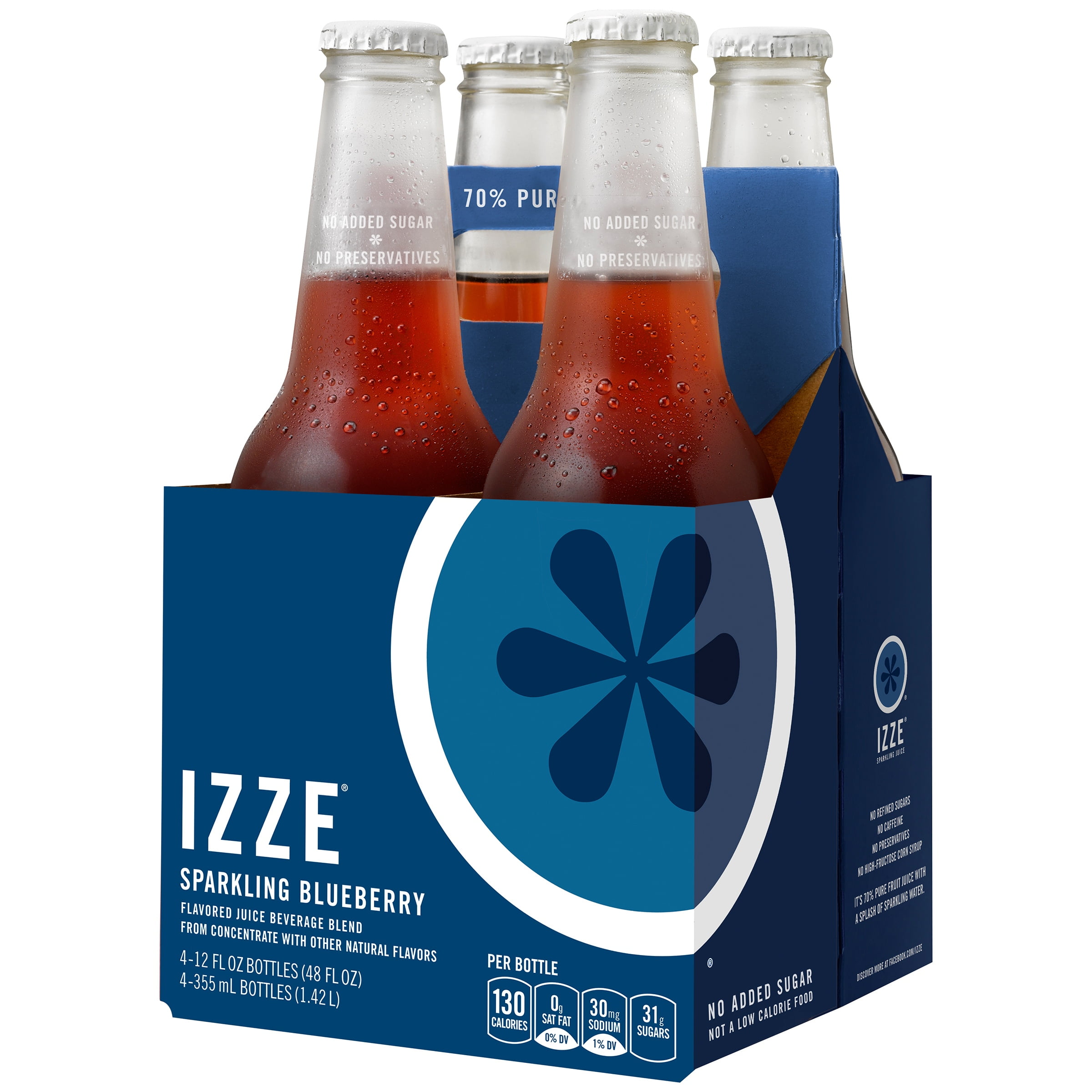 Izze Sparkling Blueberry Juice, 12 Fl. Oz., 4 Count