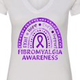 thumbnail image 4 of Inktastic Fibromyalgia Awareness Rainbow with Purple Ribbon Women's V-Neck T-Shirt, 4 of 5