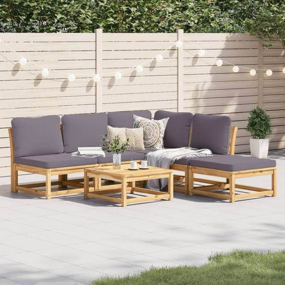 vidaXL 6 Piece Patio Lounge Set with Cushions Solid Wood Acacia