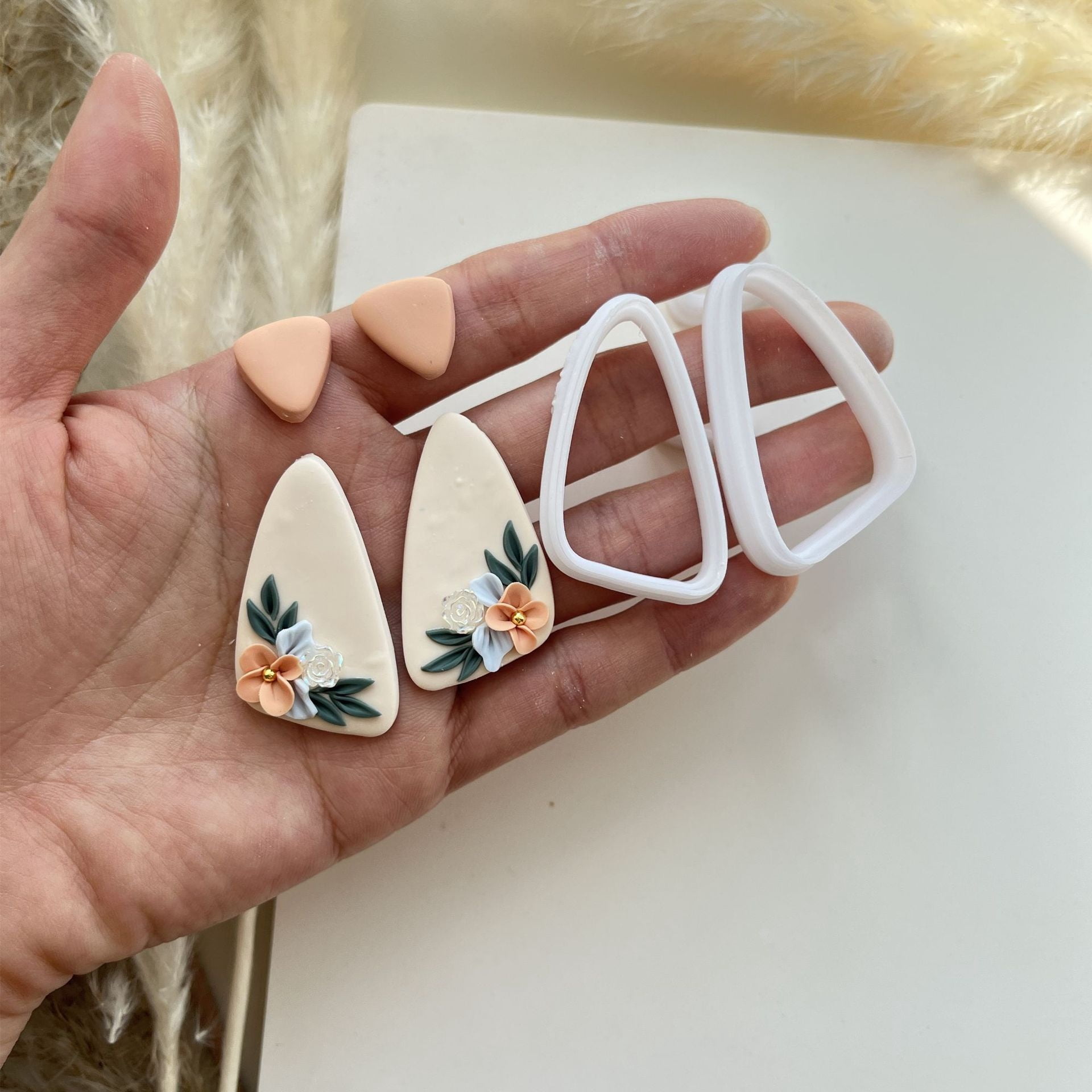 Geometric simple set of four soft clay earring molds - creative handmade DIY earring making tools