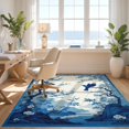 thumbnail image 3 of Design&I 3'x5' Washable Area Rug Chinoiserie Floral Bird Toile Vintage Blossom With Lattice Border for Home Office, Hallway, Low Profile & Durable Daily Traffic Ready, 3 of 7