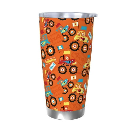 

Salouo Monster Truck Truck Cartoon Print 20oz Tumbler with Lid Stainless Steel Vacuum Insulated Tumbler Durable Insulated Coffee Mug Thermal Cup with Splash Proof Sliding Lid-Without Straw