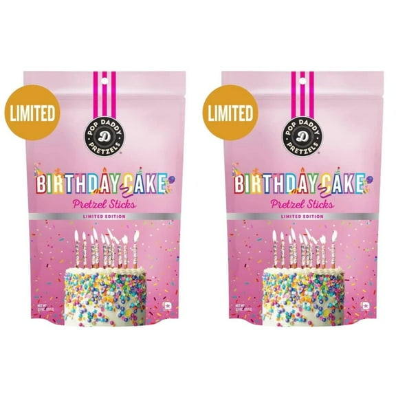 Pop Daddy Pretzels Limited Edition Birthday Cake Pretzel Sticks 7.5 Oz (Pack of 2)