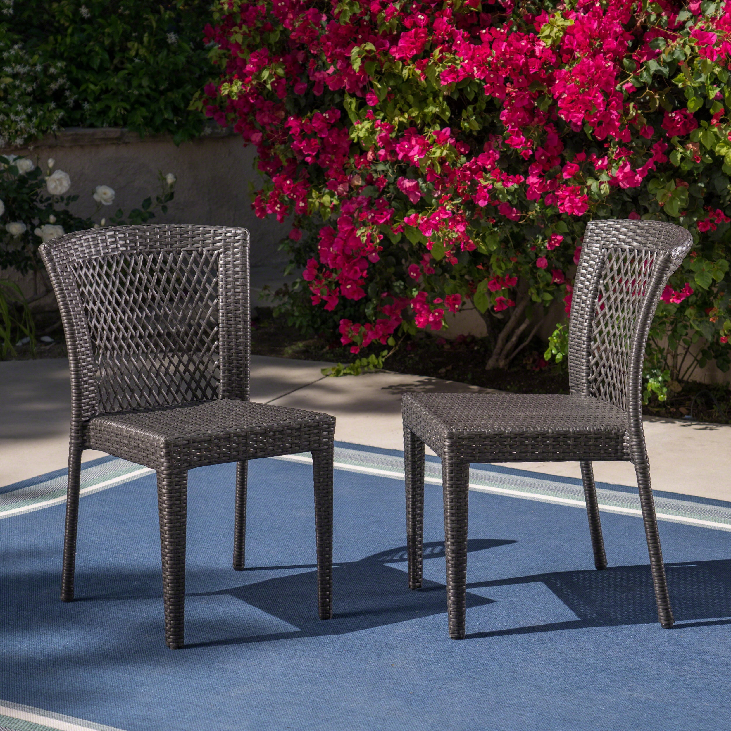 Outdoor Wicker Dining Chairs,Grey