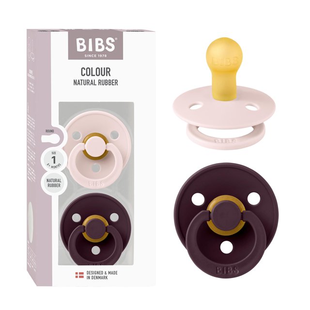 Chupetes BIBS Colour de Caucho Natural Libre de BPA para 6-18 Meses Paquete de 2