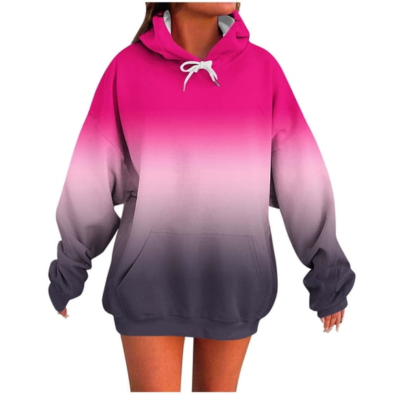 YUGYXL Oversized Hoodies for Women Plus Size Drawstring Graphic Hoodie Loose Preppy Sweatshirt with Pocket Womens Pullover Hot Pink XXL