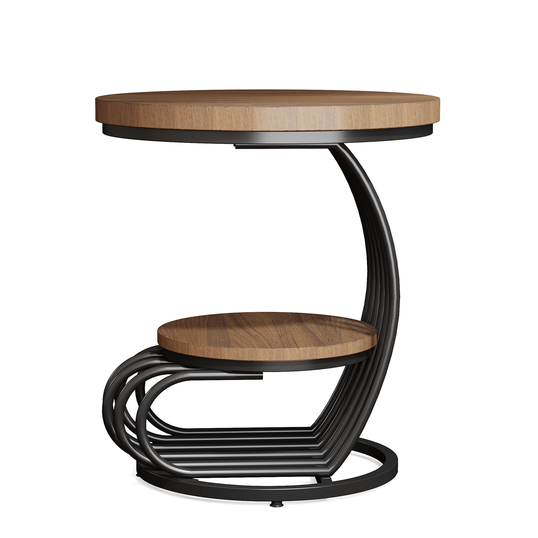 Fnova End Table Modern Wood Narrow Farmhouse Side Tables with Storage Shelf for Living Room, Bedroom, Nightstand