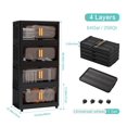 thumbnail image 2 of 24" Folding Storage Cabinet with Wheels, 4-Tier Collapsible Plastic Organizer with Magnetic Door, Portable Utility Storage Rack, Black, 2 of 9