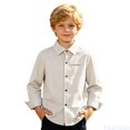 thumbnail image 2 of Fozruso Striped Button-Down Shirts for Boys Long Sleeve Collared Dress Shirts for Toddler and Kids, 2 of 7