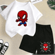thumbnail image 3 of Conjunto de 2 piezas de camiseta y pantalones cortos con estampado de Spiderman de Marvel Avengers, ropa de verano para niños y niñas, traje informal de moda para adolescentes, 3 of 5