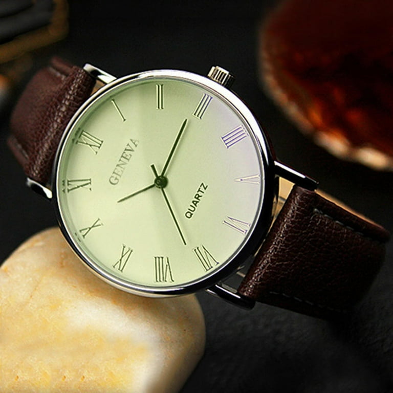 chinese dress ladies The Dress Watch: Polished Silver Case / White Dial / Stonewash Leather Strap