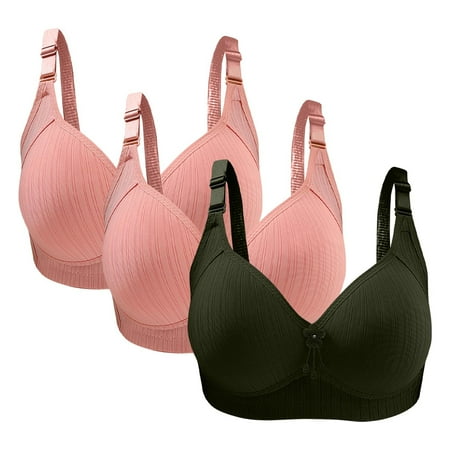 Bigersell Balconette Bras Pack for Women New 3pc Woman s Plus Size Solid Color Without Underwire Gathering Comfortable Bras Daily Bra Nursing Bra Style F-1213 Green-1 36/80