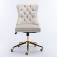 thumbnail image 6 of Modern Accent Chair, SYNGAR Velvet Velvet Vanity Chair, Swivel Office Chair with Height Adjustable, Button-tufted Upholstered Task Chair with Ergonomic Backrest, for Home, Office, Study, Beige, D5790, 6 of 10