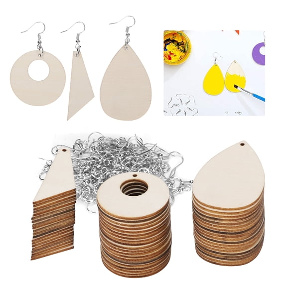 LYUMO 60pcs Wooden Earrings 3 Style Unfinished Earring Blanks Kit Teardrop DIY Earring Pendants Stylish DIY Craft Jewelry Hand Made Supplies
