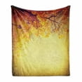 thumbnail image 1 of Leaves Soft Flannel Fleece Throw Blanket, Retro Style Faded Inspirational Autumn Photo with Distressed Effects Bohemian, Cozy Plush for Indoor and Outdoor Use, 70" x 90", Orange Yellow, by Ambesonne, 1 of 6