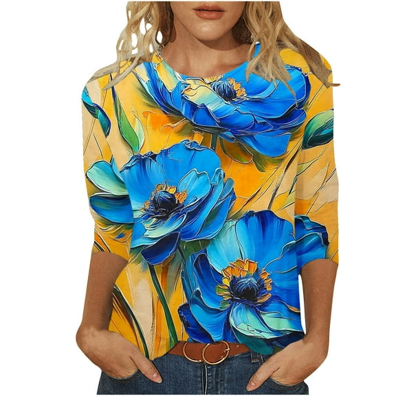 SHE IS Womens 3/4 Sleeve Tops, White Long Sleeve Shirts for Women Cotton Womens Long Sleeve Tops Xl Blouses for Women Business Casual Plus Tunic Tops to Wear with Leggings