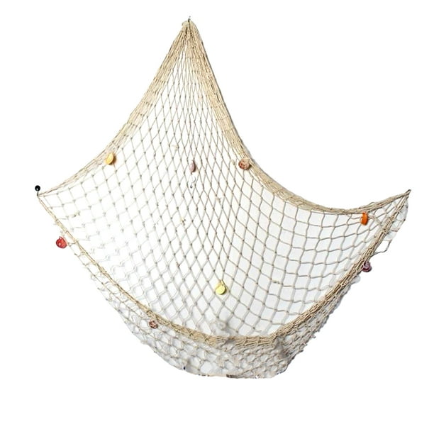 Maoww Decorative Fish Netting Portable Hanging Stylish Household Bedroom  Living Room Bar Fishing Net Decor Ornament with Beige