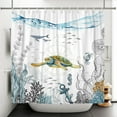 thumbnail image 3 of Mizhona Summer Shower Curtain Funny Sea Turtle Dolphin for Bathroom Waterproof Polyester Fancy Modern Decor 47"x64", 3 of 4