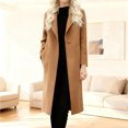 thumbnail image 2 of Women's Classic Mid-Length Trench Overcoat Winter Casual Long Blend Wool Coat For Daily Outings With Pockets, 2 of 4