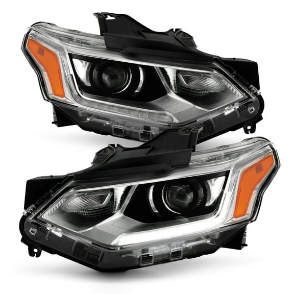 AKKON - Fits 2018-2022 Chevy Traverse HID/Xenon [LED DRL Running] Projector Chrome Headlights Pair Driver Passenger Replacement