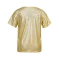 thumbnail image 2 of Zaldita Kids Girls Sparkly Metallic Shiny T-shirt Boys Short Sleeves Loose Tee Tops for Dance Performance Costume Gold 5-6, 2 of 7