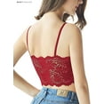 thumbnail image 4 of BadPiggies Women's Camisole Floral Lace Bralette Strap Thin Bandeau Padded Sexy Bra Wire Free (M, Red), 4 of 8