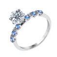 thumbnail image 2 of Sterling Silver with Moissanite and Blue Sapphire Engagement Ring, 2 of 3