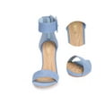 thumbnail image 3 of BLISSFUL STEP Women's Block Heels Zipper Buckle Ankle Strap Sandals Denim Blue 7, 3 of 8