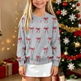 thumbnail image 5 of AGWOLF Girls Christmas Sweaters Long Sleeve Knit Kids Pullover Bow Graphic Crewneck Cute Sweater Tops for 5-15 Years, 5 of 6