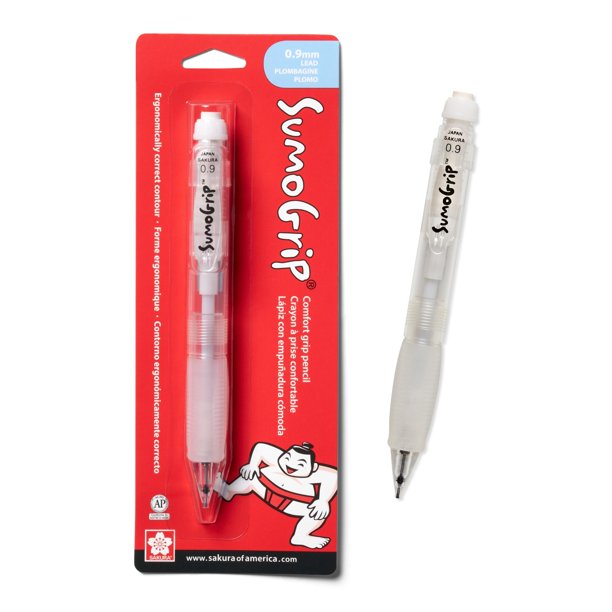 Lápiz SAKURA SumoGrip de 0,9 mm con goma de borrar transparente