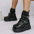 thumbnail image 2 of Black Womens Mid-Calf Boots With Round Toe And Side Zipper For Casual Wear And Thick Sole Comfort, 2 of 9
