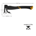 thumbnail image 5 of WICING 15" Splitting Axe, Camping Hatchet for Firewood and Outdoor Use with Shock Absorbing Anti Slip Fiberglass Handle, 5 of 7